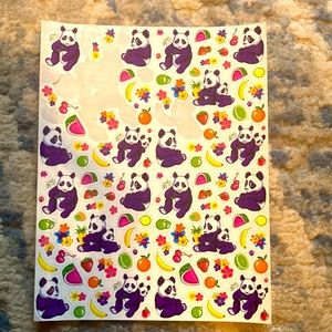 Lisa Frank sticker sheet pandas and fruit